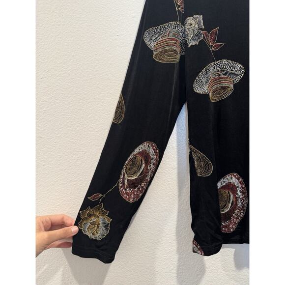 Western Connection Size Large Slinky Top Stretch Rose Hat Lady 90s Cowgirl Boho - Picture 3 of 7